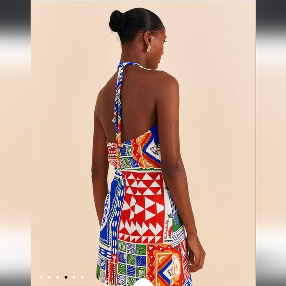 NWT FARM Rio Off White Pitta Colours Mini Dress - Picture 2 of 9